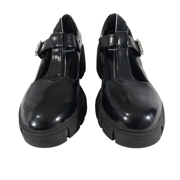 MADDEN GIRL! ULTRA SUPER CHUNKY BLACK PATENT LEATHER T-STRAP MARY JANE'S! SZ 9.5 - Picture 5 of 10